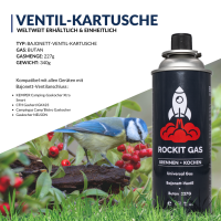 Rockit 227g Ventil-Kartusche Produkt=Energieerzeugnis (Flüssiggas) Blau 28 Kartuschen